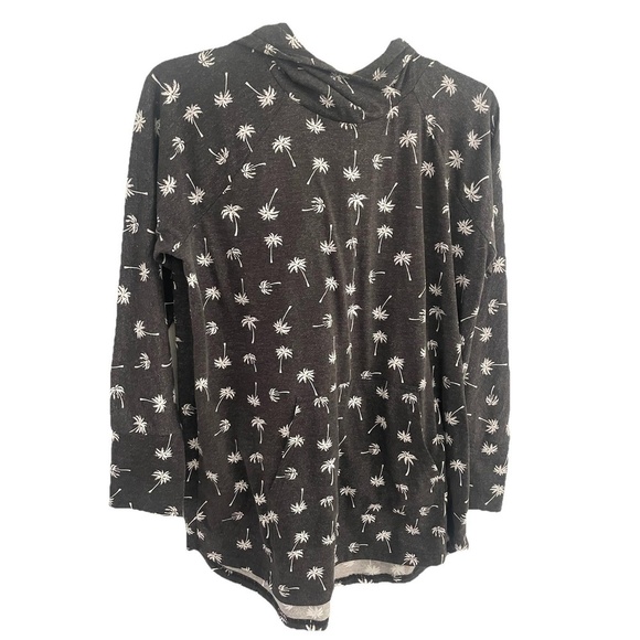 LuLaRoe Tops - Lularoe Amber Hoodie With Front Pouch Palm Trees Gray Size Large